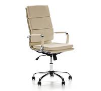 VS Venta-stock Sedia da Ufficio Morgan reclinabile Taupe, Ecopelle, Sedia Executive con poggiatesta Imbottito, Altezza Regolabile, Design ergonomico