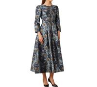 Vsadsau Abito da sera lungo da donna, con motivo floreale, con scollo a V, per feste, formali, 1, L