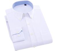 Vsadsau Camicia da uomo Plus Size Casual Solido Oxford Manica lunga Vestibilità regolare Camicie spesse Botton-Down