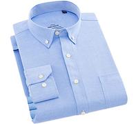 Vsadsau Camicia da uomo Plus Size Casual Solido Oxford Manica lunga Vestibilità regolare Camicie spesse Botton-Down