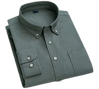 Vsadsau Camicie Oxford scozzese a righe a maniche lunghe da uomo Camicia con bottoni in cotone 100% tasca con toppa singola