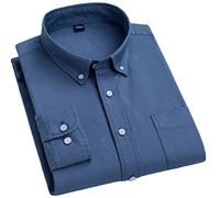 Vsadsau Camicie Oxford scozzese a righe a maniche lunghe da uomo Camicia con bottoni in cotone 100% tasca con toppa singola