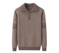 Vsadsau Uomo 100% Cashmere Quarter Zip Pullover Maglione Tinta Unita Business Casual Maglione Maglione Spesso Maglione, Khaki9, XXX-Large