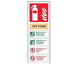 vsafety 11002 aj-r cartello estintore, AFF Schiuma ID, plastica rigida, verticale, 100 mm x 280 mm, colore: beige/nero/verde/rosso