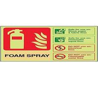 vsafety 11015 ar-g cartello estintore, schiuma spray ID non per uso su bollitore incendi, Glow in the Dark in plastica, 1 mm, orizzontale, 200 mm x 150 mm, colore: beige/nero/verde/rosso