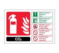 vsafety 11016 al-r cartello estintore CO2, ID, plastica rigida, paesaggio, 150 mm x 100 mm, colore: nero/verde/rosso