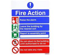 vsafety 12006 AN-R "Fire Action, Azione generale Fire/5 Messaggio rischi, Plastica rigida, verticale, 150 mm x 200 mm, Nero/Blu/Verde/Rosso