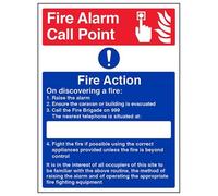 vsafety 12023bc-s Fire Action segno, Campeggio Fire Action, autoadesivo, verticale, 300 mm x 400 mm, colore: blu/rosso