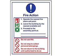 vsafety 12034 an-g Fire Action "," Fire Action/procedere a montaggio Point, verticale, in plastica, 150 mm x 200 mm, colore: blu/verde/rosso