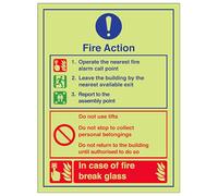 vsafety 12035 an-g Fire Action "," Fire Action/procedere a montaggio Point, verticale, in plastica, 150 mm x 200 mm, colore: blu/verde/rosso
