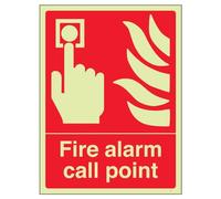 VSafety 13001AN-G - Cartello in lingua inglese "Fire Alarm Call Point”, brilla al buio, 1 mm, in plastica, verticale, 150 mm x 200 mm, rosso