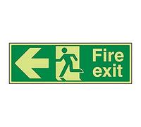 vsafety 14003bj-g Fire Exit sign, Fire Exit Freccia a sinistra, in plastica, paesaggio, 450 mm x 150 mm, colore: verde