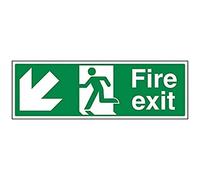 vsafety 14005bj-r segno "Fire exit freccia giù sinistra, 1 mm in plastica rigida, paesaggio, 450 mm x 150 mm, colore: verde
