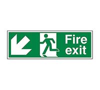 vsafety 14005bj-s segno "Fire exit freccia giù sinistra, vinile autoadesivo, paesaggio, 450 mm x 150 mm, colore: verde