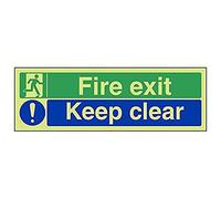 VSafety 14012AX-G'Fire Exit/Keep Clear' Segnale orizzontale, 300 mm x 100 mm (confezione da 3)