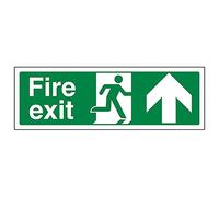 vsafety 14020 ax-s Fire Exit sign, NHS uscita antincendio, freccia verso l' alto, autoadesivo, paesaggio, 300 mm x 100 mm, colore: verde