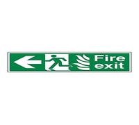 vsafety 14022bp-s Fire Exit sign, NHS di uscita antincendio, freccia verso sinistra, Autoadesivo, paesaggio, 600 mm x 200 mm, colore: verde