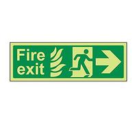 vsafety 14023 ax-g Fire Exit sign, NHS di uscita antincendio, freccia verso destra, Plastica, paesaggio, 300 mm x 100 mm, colore: verde