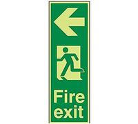 vsafety 14039 av-g Fire Exit sign, Fire Exit Freccia a sinistra, Plastica, verticale, 200 mm x 600 mm, colore: verde