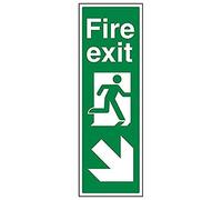 Vsafety 14042 ap-s "Fire exit Arrow Down Right" Sign, ritratto, 150 mm x 450 mm (confezione da 3)