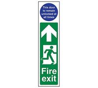 Vsafety 15003 ad-r "Fire exit Man Right/porte restano sbloccato" Sign, 75 mm x 300 mm (confezione da 3)