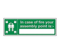 vsafety 17026bj-r "in caso di incendio il punto di assemblaggio punto è Fire Mandatory Signs, 1 mm in plastica rigida, paesaggio, 450 mm x 150 mm, colore: verde