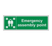 vsafety 17031bj-s "Punto di emergenza assemblaggio punto è Fire Mandatory Signs, vinile autoadesivo, paesaggio, 450 mm x 150 mm, colore: verde