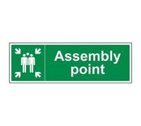 vsafety 17037bj-s "Punto di assemblaggio punto è Fire Mandatory Signs, vinile autoadesivo, paesaggio, 450 mm x 150 mm, colore: verde