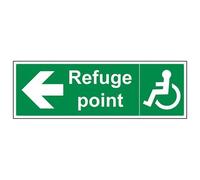 vsafety 17058bj-s "rifugio punto freccia sinistra Fire Assembly Point" Mandatory Signs, vinile autoadesivo, paesaggio, 450 mm x 150 mm, colore: verde