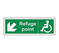 VSafety 17059AX-S'Refuge Point Arrow Down Left - Segnale orizzontale 300 x 100 mm, confezione da 3