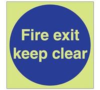 Vsafety 18003bb-g "Fire exit Keep Clear" Sign, quadrato, 300 mm x 300 mm (confezione da 3)
