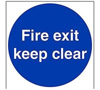 vsafety 18003bg-r obbligatoria Cartello ", Uscita antincendio Keep Clear", plastica rigida, quadrato, 400 mm x 400 mm, colore: blu
