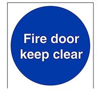 vsafety 18005 AT-R "Fire Door Keep Clear Mandatory Signs, Plastica rigida da 1 mm, quadrato, 200 mm x 200 mm, colore: blu