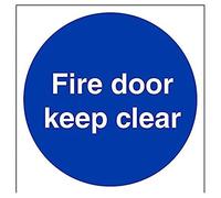 vsafety 18005 at-s "Fire Door Keep Clear Mandatory Signs, vinile autoadesivo, quadrato, 200 mm x 200 mm, colore: blu