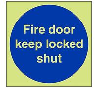 Vsafety 18015 at-g "Fire Door Keep Locked Shut" Sign, quadrato, 200 mm x 200 mm (confezione da 3)