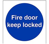 vsafety 18016 af-r "Fire Door Keep Locked Mandatory Signs, Plastica rigida da 1 mm, quadrato, 100 mm x 100 mm, colore: blu