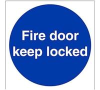 vsafety 18016 am-s "Fire Door Keep Locked Mandatory Signs, vinile autoadesivo, quadrato, 150 mm x 150 mm, colore: blu