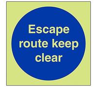 VSafety 18018AF-G'Escape Route Keep Clear' Segnale, quadrato, 100 mm x 100 mm (confezione da 3)