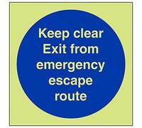VSafety 18029AF-G'Keep Clear/Exit Emergency Escape Route' Segnale, 100 mm x 100 mm (confezione da 3)