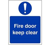 vsafety 18039 an-s "Fire Door Keep Clear Mandatory Signs, vinile autoadesivo, verticale, 150 mm x 200 mm, colore: blu