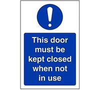 vsafety 18046 AG-S obbligatoria Cartello,Questa porta deve essere chiuso quando non in uso, autoadesiva, verticale, 100 mm x 150 mm, colore: blu