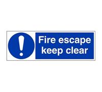 VSafety 18070AX-S Cartello "Fire Escape Keep Clear", orizzontale, 300 mm x 100 mm (confezione da 3)
