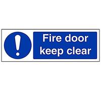 vsafety 18071 ax-s "Fire Door Keep Clear obbligatoria Cartello, vinile autoadesivo, paesaggio, 300 mm x 100 mm, colore: blu