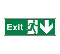 vsafety 21002bp-s condizioni di sicurezza EXIT Sign, uscita freccia verso il basso, Autoadesivo, paesaggio, 600 mm x 200 mm, colore: verde