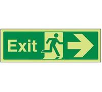 VSafety 21004BJ-G'Arrow Right Safe Condizione Exit' Segnale, Glow In Dark, Plastica 1 mm, Paesaggio, 450 mm x 150 mm, Verde