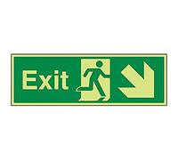 VSafety 21006BJ-G "Arrow Down Right Safe Condition Exit" - Cartello in plastica, 1 mm, paesaggio, 450 x 150 mm, verde