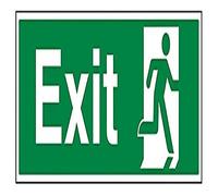 vsafety 21009bp-r condizioni di sicurezza EXIT Sign Exit Man Finale, diritto, paesaggio, Plastica rigida da 1 mm, 600 mm x 200 mm, colore: verde
