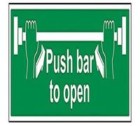 vsafety 22001bp-r condizioni di sicurezza porta segno, "Push Bar per aprire, paesaggio, Plastica rigida da 1 mm, 600 mm x 200 mm, colore: verde