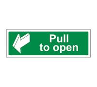 vsafety 22004bj-s "Pull to Open condizioni di sicurezza porta segno, Autoadesivo, paesaggio, 450 mm x 150 mm, colore: verde