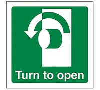 Vsafety 22017 AF-S Turn to Open in senso antiorario "Sign, quadrato, 100 mm x 100 mm (confezione da 3)